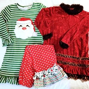 Girls Size 7/8 ish Holiday clothes bundle